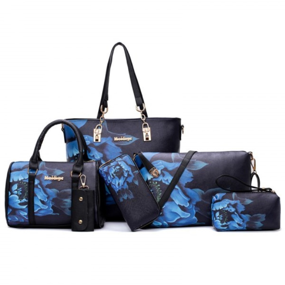 6 pieces Floral Print Bag Set